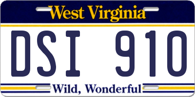 WV license plate DSI910