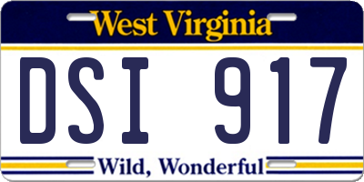 WV license plate DSI917