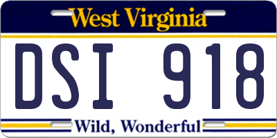 WV license plate DSI918