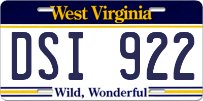 WV license plate DSI922