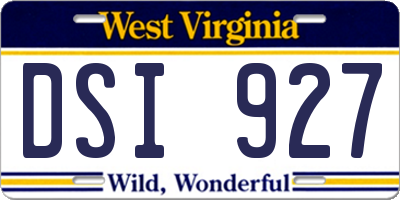 WV license plate DSI927