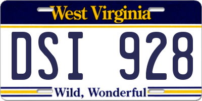WV license plate DSI928