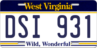 WV license plate DSI931
