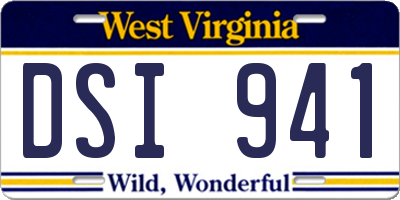 WV license plate DSI941
