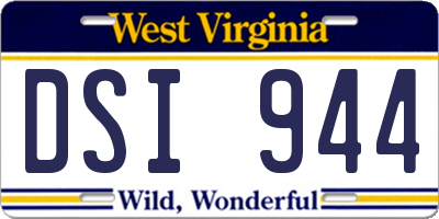 WV license plate DSI944