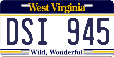 WV license plate DSI945