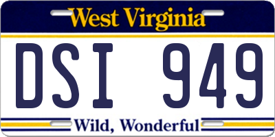 WV license plate DSI949
