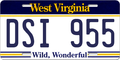 WV license plate DSI955