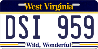 WV license plate DSI959