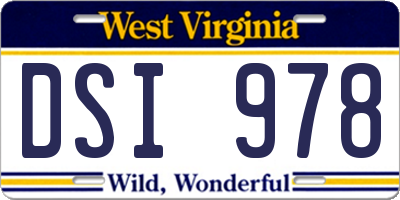 WV license plate DSI978