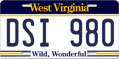 WV license plate DSI980