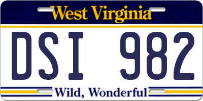 WV license plate DSI982