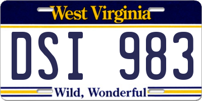 WV license plate DSI983