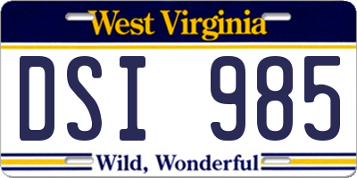 WV license plate DSI985