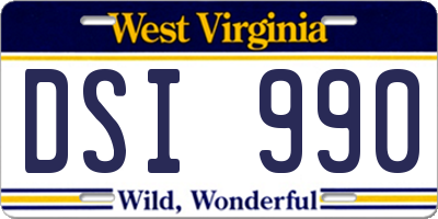 WV license plate DSI990