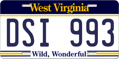 WV license plate DSI993