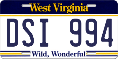 WV license plate DSI994