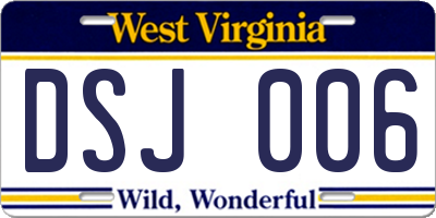 WV license plate DSJ006