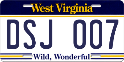 WV license plate DSJ007
