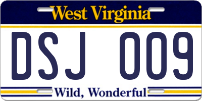 WV license plate DSJ009