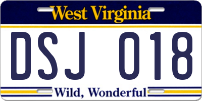 WV license plate DSJ018