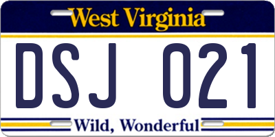 WV license plate DSJ021