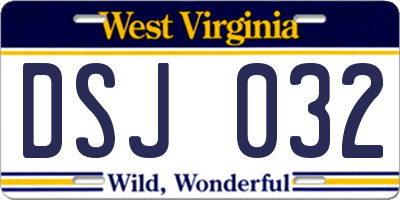 WV license plate DSJ032