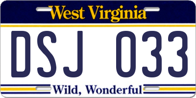 WV license plate DSJ033