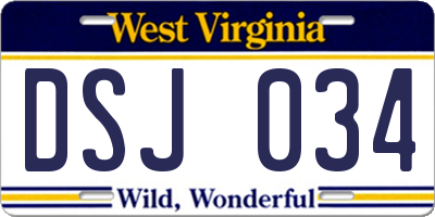WV license plate DSJ034