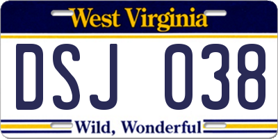 WV license plate DSJ038