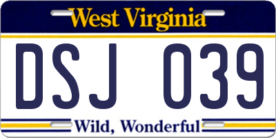 WV license plate DSJ039