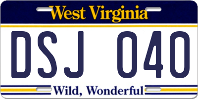 WV license plate DSJ040