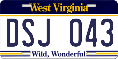 WV license plate DSJ043