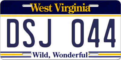 WV license plate DSJ044