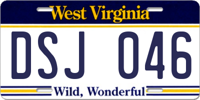 WV license plate DSJ046