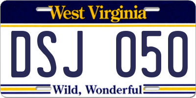 WV license plate DSJ050