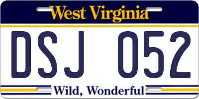 WV license plate DSJ052