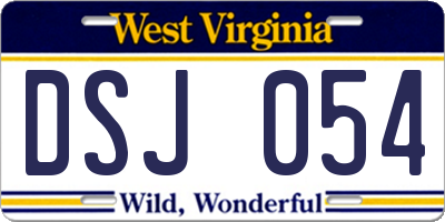 WV license plate DSJ054
