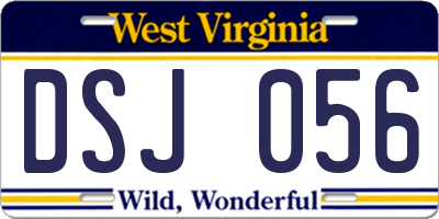 WV license plate DSJ056