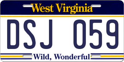WV license plate DSJ059