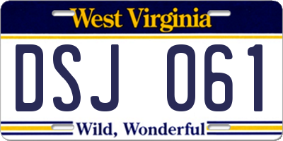 WV license plate DSJ061