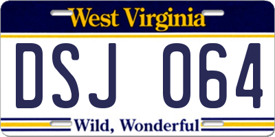 WV license plate DSJ064