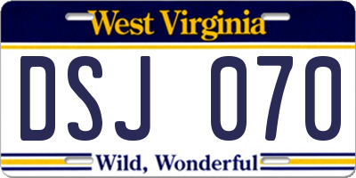WV license plate DSJ070