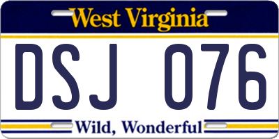 WV license plate DSJ076