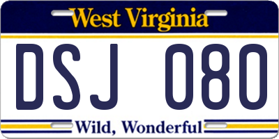 WV license plate DSJ080