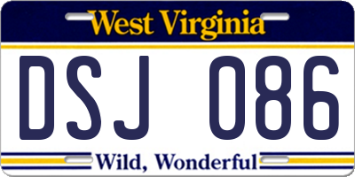 WV license plate DSJ086
