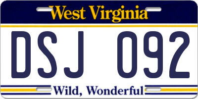 WV license plate DSJ092
