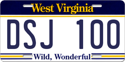 WV license plate DSJ100