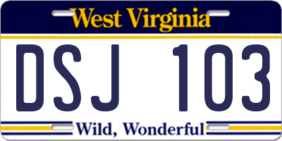 WV license plate DSJ103