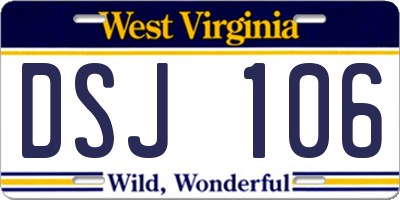 WV license plate DSJ106